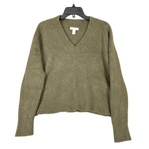 Nordstrom Signature Cashmere Sweater Women L V Neck Knit Pullover